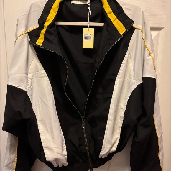 MNML Moto Racing Jacket for Men’s in Black & White w Yellow Trim Size Small BNWT - Picture 11 of 11